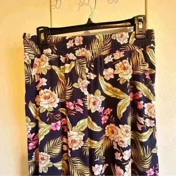 Oneill Womens M Multicolor Floral Elastic Waist Wide Leg Stretch Pull On Pants - Picture 6 of 7